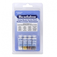 Beadalon Crimp Bead Variety Pack (1.3mm) Argent&eacute;, dor&eacute;, cuivre, h&eacute;matite