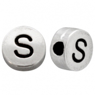 Perles au look m&eacute;tallique lettre S argent&eacute; antique