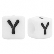 Perles acryliques alphabet lettre Y blanc