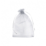 Sachet &agrave; bijoux en organza 7x9cm gris argent&eacute;