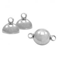 Appr&ecirc;ts en acier inox fermoir aimant&eacute; balle 6mm Argent&eacute; antique