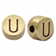Perles alphabet en m&eacute;tal DQ lettre U bronze antique (sans nickel)