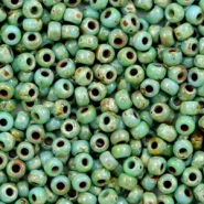 Perles de rocailles Miyuki 8/0 Opaque picasso turquoise blue 8-4514