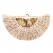 Pendentifs pompon dor&eacute;-rose gris