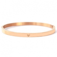 Bracelets en acier inox avec c&oelig;ur Dor&eacute; ros&eacute;