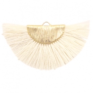 Pendentifs pompon Dor&eacute;-blanc cass&eacute;