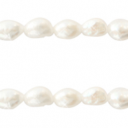 BQ Perles d'eau douce nugget ovale 7x5-6mm Blanc naturel