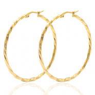 Boucles d'oreilles en acier inox cr&eacute;oles 50mm twist Dor&eacute;