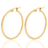 Boucles d'oreilles en acier inox cr&eacute;oles 33mm Dor&eacute;