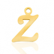 Breloques en acier inox alphabet lettre Z Dor&eacute;