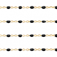 Appr&ecirc;ts en acier inox cha&icirc;ne maille jaseron 1mm Noir-dor&eacute;
