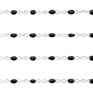 Appr&ecirc;ts en acier inox cha&icirc;ne maille jaseron 1mm Noir-argent&eacute;