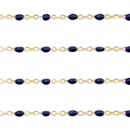 Appr&ecirc;ts en acier inox cha&icirc;ne maille jaseron 1mm Bleu fonc&eacute;-dor&eacute;