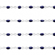 Appr&ecirc;ts en acier inox cha&icirc;ne maille jaseron 1mm Bleu fonc&eacute;-argent&eacute;