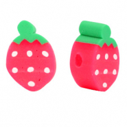Perles en polym&egrave;re fraise Rouge-vert