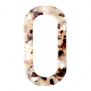 Pendentifs en r&eacute;sine oblong ovale 56x30mm Marron beige m&eacute;lang&eacute;