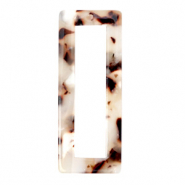 Pendentifs en r&eacute;sine rectangulaire 40x16mm Marron beige m&eacute;lang&eacute;
