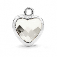 Pendentifs en verre Crystal Glass c&oelig;ur Cristal-argent&eacute;