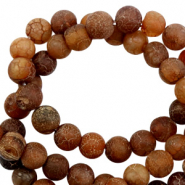 Pierres naturelles Calc&eacute;doine (Quartz) 6mm mat Marron fonc&eacute; multicolore