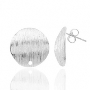Appr&ecirc;ts en m&eacute;tal TQ boucles d'oreilles puces 15mm avec anneau Argent&eacute; antique