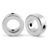 Perles h&eacute;matites cercle 8mm Gris argent&eacute;