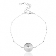 Bracelets en acier Polaris (Inox) avec serti pour cabochon 12mm petites boules Argent&eacute;