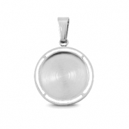 Breloques en acier Polaris (Inox) avec serti pour cabochon 12mm Argent&eacute;