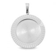 Breloques en acier Polaris (Inox) avec serti pour cabochon 20mm Argent&eacute;