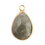 Pierres naturelles pendentifs goutte Gris fossile-dor&eacute;