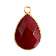 Pierres naturelles pendentifs Granit goutte Rose pigeon fruit fonc&eacute;-dor&eacute;