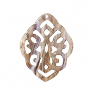 Pendentifs en r&eacute;sine losange baroque Taupe amande sucr&eacute;