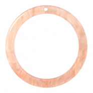 Pendentifs en r&eacute;sine rond 35mm&nbsp; Rose p&ecirc;che