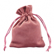 Sachet &agrave; bijoux en velours Rose vintage