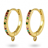 Bijoux arc-en-ciel en Zirconium cr&eacute;oles avec anneau Dor&eacute;