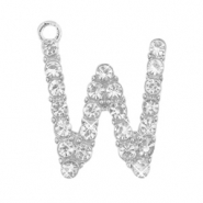 Breloques en m&eacute;tal Basic Quality strass lettre W Argent&eacute; antique