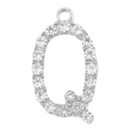 Breloques en m&eacute;tal Basic Quality strass lettre Q Argent&eacute; antique