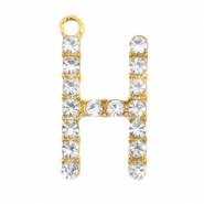 Breloques en m&eacute;tal Basic Quality strass lettre H Dor&eacute;