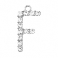 Breloques en m&eacute;tal Basic Quality strass lettre F Argent&eacute; antique