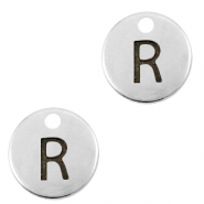 Breloques en m&eacute;tal DQ lettre R Argent&eacute; antique (sans nickel)