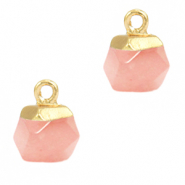 Pierres naturelles pendentifs hexagone Rose clair-dor&eacute;