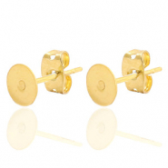 Appr&ecirc;ts en acier inox puces d'oreilles pour cabochons 7mm et flatback SS34 Dor&eacute;