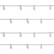 Appr&ecirc;ts en acier inox cha&icirc;ne maille jaseron plume argent&eacute;