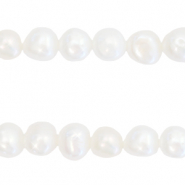 BQ Perles d'eau douce nugget rond 7-8mm Blanc naturel 