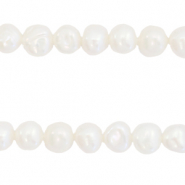 BQ Perles d'eau douce nugget rond 5-6mm Blanc naturel