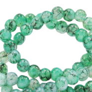 Perles en verre 6 mm mouchet&eacute; Vert cendre