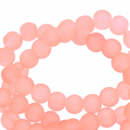 Perles en verre 6 mm mat Orange corail ne&oacute;n
