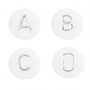 Perles lettres acryliques m&eacute;lang&eacute;es Blanc-argent&eacute;