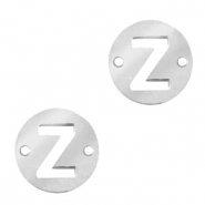 Breloques en acier inox connecteur lettre Z rond 10mm Argent&eacute;
