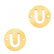Breloques en acier inox connecteur lettre U rond 10mm Dor&eacute;
