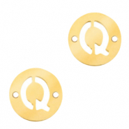 Breloques en acier inox connecteur lettre Q rond 10mm Dor&eacute;